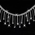 2 Yard Rhinestone Trim Fring, Irregular Rhinestones Fringe Belt Rhinestone Tassel, Sparkle Diamond Fringe Rhinestone Ribbon Tassel Chain for DIY Clothing Wedding Decoration.