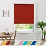 Corded Semi Blackout Solid Roller Blinds (130 cm W X 213 cm L, Red) Polyester Blend Waterproof Room Darkening Privacy Light Filtering UV Protection Window Shades for Home & Office-by Deco Window