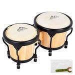 EastRock 4” & 5” Bongos Drums, Bongos Drums Set for Adults Beginners Professionals Tunable Wood and Metal Drum Percussion Instruments with Tuning Wrench (Log)