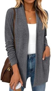 LILLUSORY Cardigan Sweaters for Women Lightweight Open Front Cardigans Casual Loose 2025 Fall Sweater with Pockets Darkgrey M