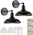 battery operated wall sconces 9.5", Black Wireless Industrial Battery Powered LED wall sconces set of two, Indoor Adjustable wall sconce Fixture with Remote Control for Bedroom Hallway Living Room