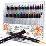 Ohuhu Watercolor Brush Markers Pen,48 Colours Water Based Drawing Marker Brushes With 2 Water Brushes,Water Soluble For Adult Coloring Books Calligraphy Mother'S Day Father'S Day Gifts,Multicolor