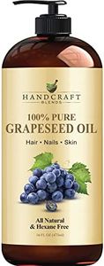 Handcraft Blends Grapeseed Oil - 16 Fl Oz - 100% Pure and Natural - Premium Grade Oil for Skin and Hair - Carrier Oil - Hair and Body Oil - Massage Oil - Cold-Pressed and Hexane-Free