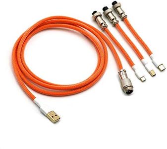 Kraken Keyboards Double Sleeved Custom Keyboard Cable with Aviator Connector, Fits Type-c, Micro USB, and USB-Mini Mechanical Keyboards (Orange)