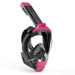 G2RISE Full Face Snorkel Mask Adult, Snorkel Set Adult Men and Women, Masque de Plongée Adulte, Detachable Snorkeling Tube, Anti-Leak, 180°Panoramic View (Black Pink, S/M)