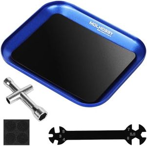 Micro Magnetic Tray RC Car Tool Kit Hex Socket RC Wheel Wrench Tool Hex Nut Driver, Tiny RC Car Multi-Functional Repair Tool Set - for 1/8 1/10 Scale RC Cars,Includes 4-Way 6-in-1 Screwdriver Blue