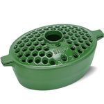 STBoo Wood Stove Steamer: Cast Iron Fireplace Humidifier | Indoor Pot for Home Heating | Bowl Fire Place Stove Covers Accessories Decorative | Matte Finish & Rust Resistan & 2.7 Quart, Green