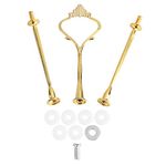 Cake Fitting Holder, Cake Stand Fittings Kits, Cake Fruit Holder Handle Multi-Tiers Cake Plate Stand, Cupcake Tray Stands Handle Fruit Hardware Fitting Holder Set (3-Tiers Crown- Gold)