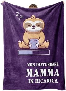 Niyewsor Regalo Mamma, Mamma Coperta Flanella, Regalo Mamma Compleanno, Idee Regalo Mamma, Regali per Mamma Originali da Figlia Figlio, Bradipo Coperta per Mamma 130 x 150cm