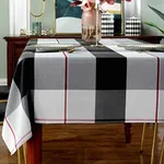 Rectangle Tablecloth Plaid Style Polyester Table Cloth Spillproof Dust-Proof Wrinkle Resistant Heavy Weight Table Cover for Kitchen Dinning Tabletop (Rectangle/Oblong, 52" x 70" (4-6 Seats),Grey)