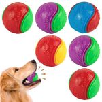 Dog Balls, 6 Pcs Squeaky Dog Ball, Dog Balls Indestructible, Chuck It Dog Ball, Balls for Dogs, Indestructible Dog Ball, Interactive Dog Ball, Rubber Dog Balls for Teeth Cleaning, Pet Training Ball