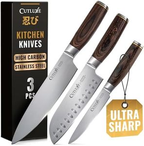 Cutluxe 3-Piece Chef Knife Set – Ultra Sharp Japanese Kitchen Knives, High Carbon Stainless Steel Blades, Full Tang Pakkawood Handles – Shinobi Series