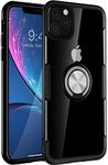 iPhone 11 Pro Max Case 6.5 inch 2019, Carbon Fiber Design Clear Crystal Anti-Scratch Case with 360 Degree Rotation Ring Kickstand(Work with Magnetic Car Mount) for Apple iPhone 11 Pro Max,Black