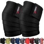 DMoose Fitness Knee Wraps for Weightlifting (Pair) - USPA Approved 78" Cotton Knee Straps for Powerlifting, Leg Press, Squats & Joint Stability - Reinforced Stitching Knee Wrap Support for Men & Women