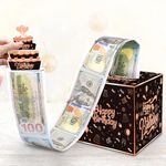 Happy Birthday Surprise Gift Box Surprise Money Explosion Gift Box for Cash Gift Pull DIY Money Cake Pull Out Kit with 30 Transparent Bags Birthday Money Gift Ideas