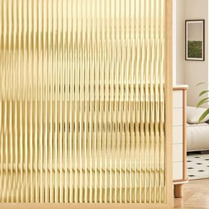 Coavas Window Privacy Film Reeded Glass, Frosted 3D Fluted Glass Window Cling, Adhesive Vinyl Decorative Door Stickers for Bathroom Home Sun Blocking, 35.4 x 78.7 Inch