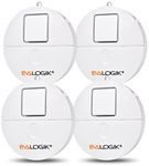 EVA LOGIK Window Alarm with Loud 120dB Alarm and Vibration Sensors – Modern & Ultra-Thin Design Compatible with Virtually Any Window (4 Pack in White)