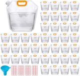 LECEHIVO 40 Pcs 1.3 Gallon Collapsible Water Storage Bag with Funnel and Stickers Leakproof Emergency Jug Container Clear Plastic Water Bladder Outdoor Flat Pouch for Hiking Sport Backpack Camping