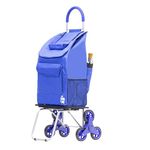 dbest Products 01-554 Bigger Trolley Dolly Stair Climber Grocery Foldable Cart Condo Apartment, Blue