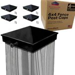 4x4 Fence Post Cap (3 1/2") 4 Pack Black Powder Coated Aluminum - Mailbox, Lamp Post, Deck, Dock, Piling Caps