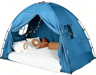 Bed Tent Full Size - Privacy Sleeping Space with Blackout Design, Breathable Portable Indoor Floor Bed Tent for Toddler Transition (Sky Blue, Full)
