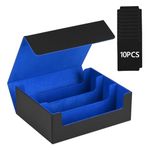 EPHOSHI Deck Box, Large Capacity Trading Card Storage Box, PU Leather MTG Deck Box Fit 1800+ Cards,Premium Card Deck Case with 10Pcs Dividers for MTG,TCG,PTCG,Sport Cards(Black-Blue)