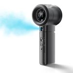 Joytential Portable Misting Fan Handheld, Turbo Mist Hand Fan USB Rechargeable with Digital Display, Powerful Spray Personal Fan for Travel, Outdoor, Beach Vacation, Black