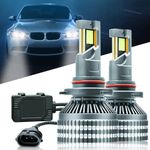 Carzex Crystal Eye 9005/HB3 Led Projector Headlight & Fog Light Bulbs, 300W/ 20,000 Lumens Super Bright LED Conversion Kit for Cars 6500K Cool White, (150+150 watts, 2Pcs) (1 Year Warranty)