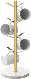 Gypie Gold Mug Holder Tree with Marble Base, 8 Hooks Coffee Cups Holder Stand, New Upgrad Stable Removable Mug Rack for Kitchen Cafe