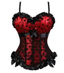 Kelvry Womens Waist Cincher Lace up Boned Basque Corset Shapewear Red Plus Size (UK Size (20-22) 5XL, Red-DD)