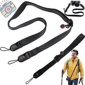 2 Pezzi Tracolla Per Fotocamera, Strap Dicurezza Fotocamera, Cinghia Lunga Nera Per Fotocamera, Tracolla Rapida Azione Fotocamera, Lunghezza Regolabile, Compatibile Con Sony, Viaggi All'Aperto (Nero)