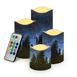 Kuiaobaty Electric Fake Candle in Warm Yellow 12-Key Remote Control with Timer, Starry Forest Night Table Candle Lights Garden Decor