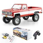 FMS 1/18 RC Crawler FCX18 Chevy K10 RC Truck RTR RC Car Official Licensed Model Car 8km/h 4WD 900mAh Hobby RC Cars Remote Control Car with LED Lights Vehicle 4-Ch 2.4GHz Transmitter(Red)