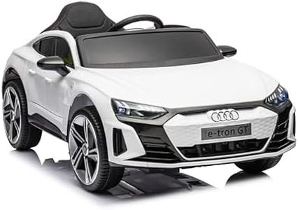 12V Ride on Car Electric Vehicle，Official Audi Authorised Battery Powered Electric Vehicle，Bluetooth connectivity, LED Lights,Upgraded Leather Seats,Smooth Start, 3 Speeds-White