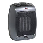 Lasko Portable Indoor Electric Ceramic Space Heater with Tip-Over Safety Switch, Overheat Protection, Thermostat and Extra Long Cord, 2 Speeds, Safe for Home, 9.2 Inches, Dark Gray, 1500W, 754201