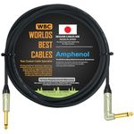 WORLDS BEST CABLES 4 Meter - Guitar Bass Instrument Cable Custom Made Using Mogami 2524 Wire and Amphenol QM2R-AU & QM2P-AU ¼ Inch (6.35mm) Gold TS Connectors