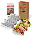 Uno Casa Metal Taco Holder Set of 6 - U-Shaped Taco Stand, Durable Taco Shell Holder, Dishwasher Safe Taco Racks Taco tray, Stainless Steel Taco - Taco Holders Set Holds 3 Tacos Includes Recipe Book