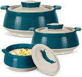 MILTON Venice Double Walled Inner Stainless Steel Serving Casserole Set of 3 (450 ml, 850 ml, 1350ml), PU Insulated Kitchen Hot Pot, Keeps Food hot & Fresh for Roti, Biryani, Marble Green