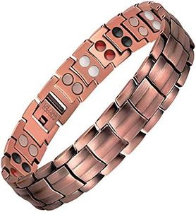 JFUME Pure Copper Magnetic Bracelets for Men, 2 Rows Magnetic Bracelet, Father's Day Gift with Link Remove Tool 8.5" Adjustable, Gift for Men