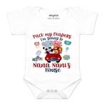 ARVESA Pack My Diaper I Am Going To Nana Nani House R-1236 White 0-3 Romper Baby Boy & Girl dress