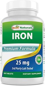 Best Naturals Iron Supplement (Iron Bisglycinate) - 25mg - 180 Tablets - Gentle of Stomach - Non-Constipating