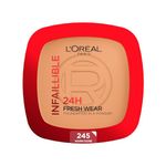 L'Oreal Paris Infallible 24H Fresh Wear Foundation in a Powder, 245 Golden Honey, 9g | Waterproof, sweatproof & transferproof formulation | 24H long-lasting, unshakable foundation