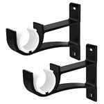 Curtain Rod Bracket, Curtain Rod Hooks Black Heavy Duty Curtain Rod Holders Brackets for 1 Inch Curtain Rod, Easy Installaion, 2 Pack