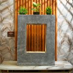 EXPLEASIA Square Planter Indoor Tabletop Water Fountain is a Decorative Item for Table Desk-Top Home Office Bedroom House Living Room (Light Grey)
