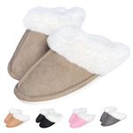 HOPEME Fuzzy Slippers Memory Foam House Slides, Fluffy Plush Lining Warm Shoes with Anti-Slip Rubber Sole and Faux Fur Collar for Indoor and Outdoor