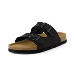 Cushionaire Women's Lane Cork Footbed Sandal With +Comfort, Black, 8.5