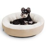 Love's cabin Round Donut Cat and Dog Cushion Bed, 20in Pet Bed for Cats or Small Dogs, Anti-Slip & Water-Resistant Bottom, Super Soft Durable Fabric Pet Beds, Washable Luxury Cat & Dog Bed Camel