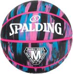Spalding Marble Series Rubber Basketball, Size 6 (28.5-in), Black/Pink