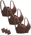 Stelle Nursing Bras Maternity Bra for Breastfeeding Pregnancy Wireless Bralette with Pads, Extenders (3 Cocoa,L)