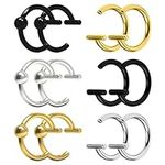 6 Pairs Fake Lip Rings T Shaped Titanium Steel Ear Nose Cuff Stud Clip On Cartilage Non Piercing Labret Rings Hoop Gothic for Unisex Women Men Girls Septum Body Jewelry (8 mm)